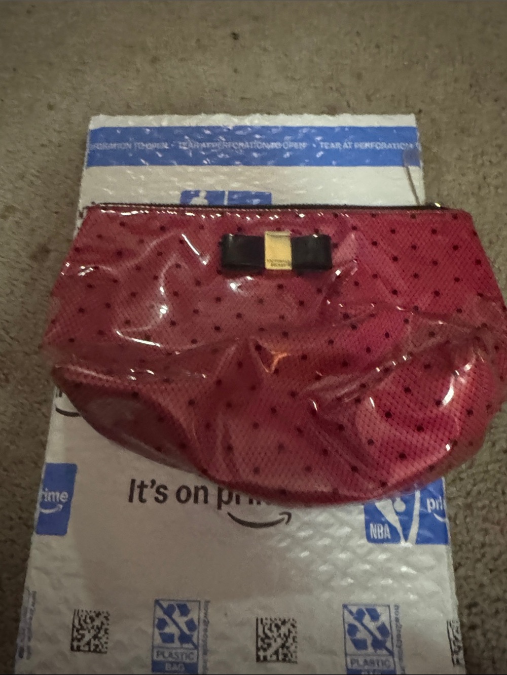 Victoria's Secret Red Polka Dot Bow Cosmetic Pouch